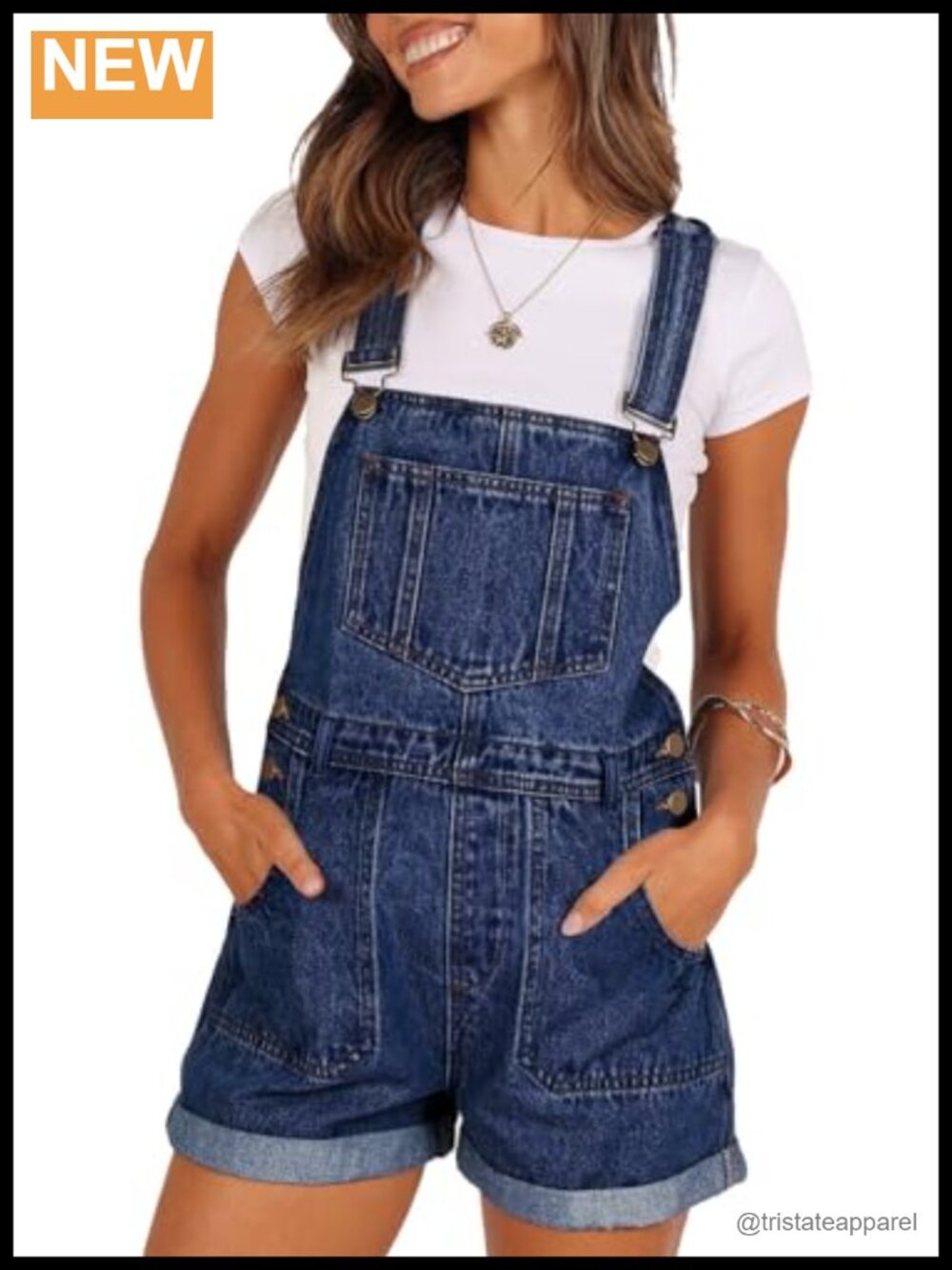 Denim Shortalls Adjustable Straps Cotton Blend High Rise Romper